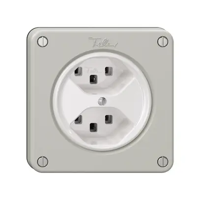 Steckdose NEVO, 2×T23, lichtgrau 