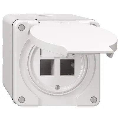 Kit di montaggio NAP Feller freenet, per uscita diritta, doppio, bianco 