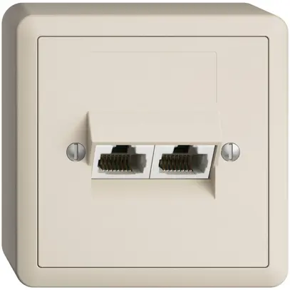 Presa AP 2×RJ45/u 8P sep.EDIZIOdue crema, ITplus 