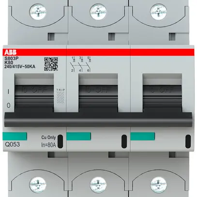 Disgiuntore ABB S803P-K80 3P 400V K-80A 50kA 4.5UM 