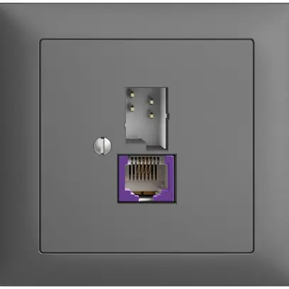 Prise INC T+T 6P/1×RJ45 DSL-à large bande gris foncé EDIZIOdue 