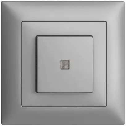 Pulsante luminoso INC EDIZIOdue A-R/1P silver, c.lente.LED.88×88mm 