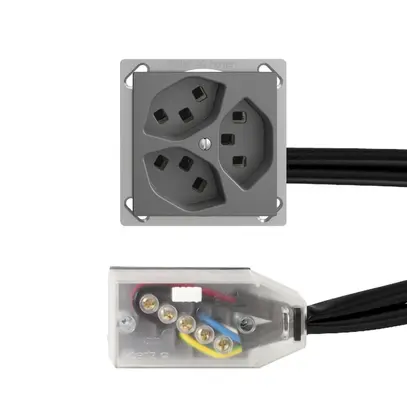 Presa INS 3×T23 16A grigio scuro L1 EDIZIOdue per Technofil 