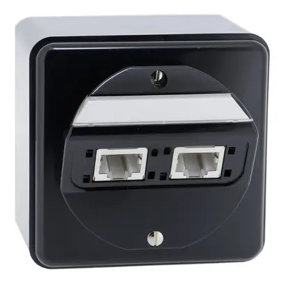 Prise AP CLASSIC 2×RJ45 noir non blindé 