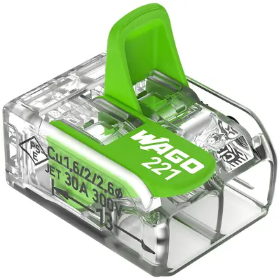 Borne de connexion WAGO Green Range 2L 0.5…6mm² avec levier vt transparent 