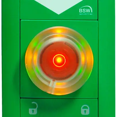 Terminale di comando di fuga BSW, verde, con tasto, intt, pittogramma 
