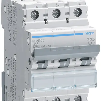 Disgiuntore Hager MCB 3P 415V tipo C 63A Icn 10kA 3UM 