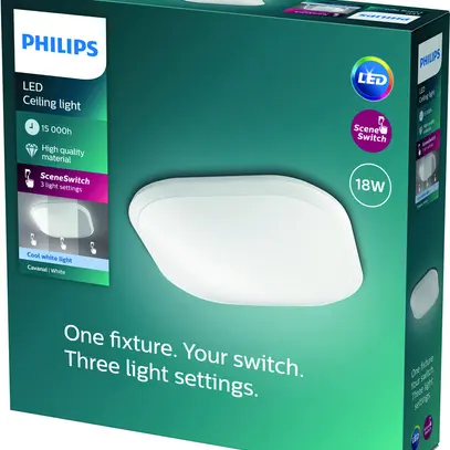 Plafoniera LED Philips Cavanal 18W 1600lm 4000K IP20 298×298mm bianco 