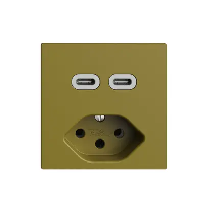 Presa USB 2×tipo C + tipo 13 Feller EDIZIOdue F 230V 3000mA olive 