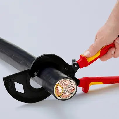 Cisaille pour câbles à cliquet KNIPEX VDE 600mm²/Ø60mm 320mm 