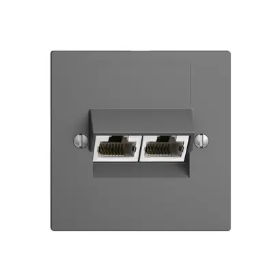 Presa INC 2×RJ45/s 8P sep.EDIZIOdue grigio scuro ITplus 