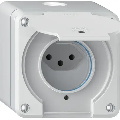 Prise AP robusto 1×type 13 lumineux IP55 blanc 