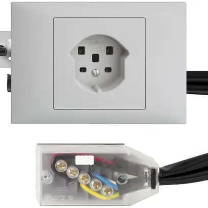 Prise INC EDIZIOdue T25 gris clair, 45…69mm pour câble plat Technofil 
