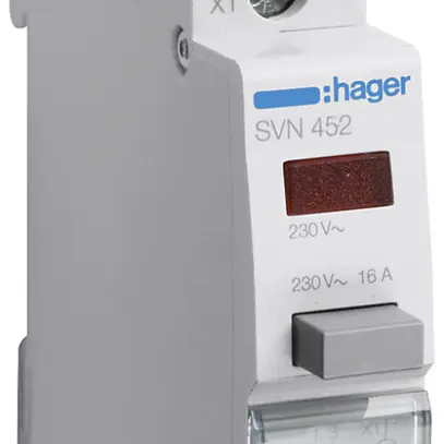 Pulsante luminoso INS Hager 16A 230V 1Ch 1R pulsante grigio calotta rosso 1UM 