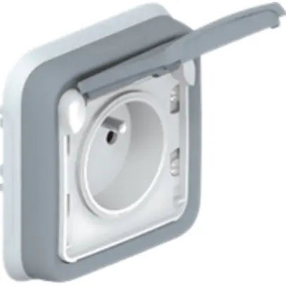 Prise ENC PLEXO FR LNPE gris 16A 250V IP55 