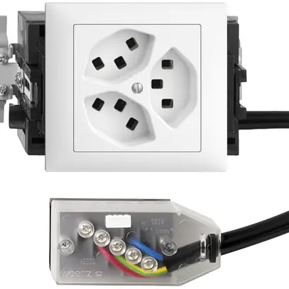 Prise INC 3×T23 16A blanc 53mm L3 EDIZIOdue pour Technofil 