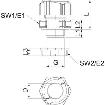 Pressacavo Bettermann V-TEC TB20 separabile M20 chiuso IP67 grigio 