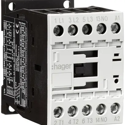 Contacteur de puissance Hager 3P+1 fermeur 12A à AC-3 tension de bobine 230VAC 