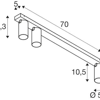 Plafonnier SLV KAMI GU10 3×0…10W 700×125mm noir 