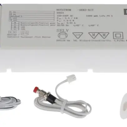 Set d.corrente d'emergenza accu DOTLUX 2.2/5W, 6/3h 10…90VDC 3000mAh 250×60×32mm 