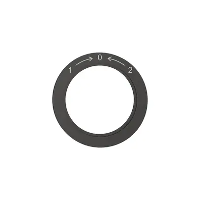 Disque indicateur NEVO, p.interrupteur rotatif, 1 -> 0 <- 2, noir 