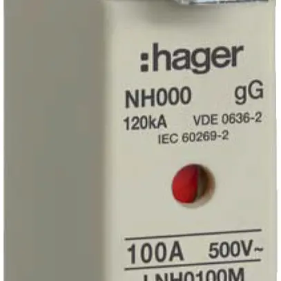 Fusibile HPC Hager DIN000 500VAC 100A gG/gL segnalatore doppio antiruggine 