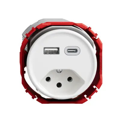Presa di carica USB STANDARDdue SNAPFIX® USB A+C/T13 3A 230V AC bi 
