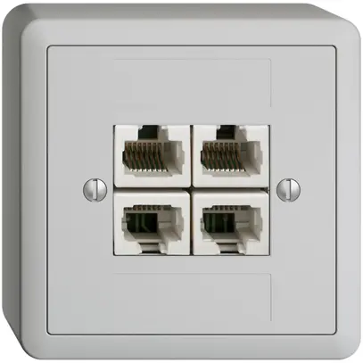AP-Dose 4×RJ45/u 4P getr. EDIZIOdue hellgrau ITplus 