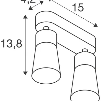 Spot SLV PURI 2.0 Cone CW GU10 2×6W VAR 150×42×138mm noir 