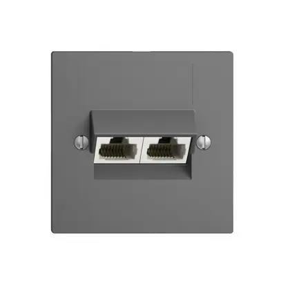 Prise ENC 2×RJ45/u 4P sép.EDIZIOdue gris foncé, ITplus 