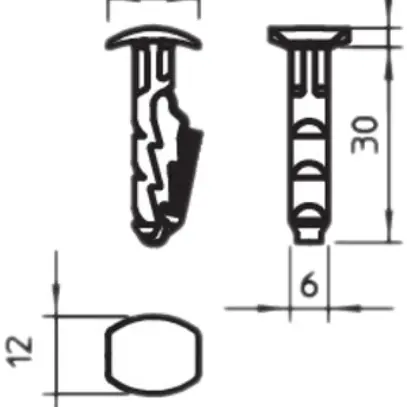 Clou-tampon Bettermann avec tête 6×30mm gris 