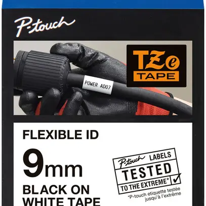 Cassette ruban Brother TZe-FX221 Flex 9mm×8m, blanc/noir 