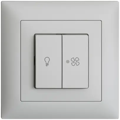 Interrupteur ENC pour lum.et ventilat. EDIZIOdue gris clair, LED jaune 