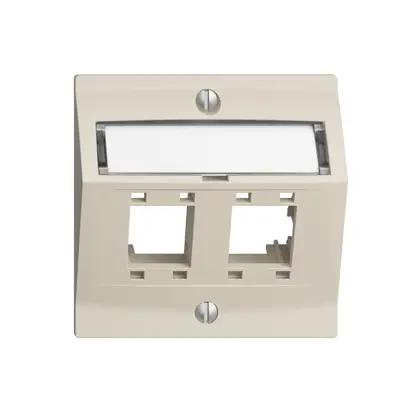 Kit montaggio EDIZIOdue, con cappa di uscita obliqua, per 2×RJ45, crema 
