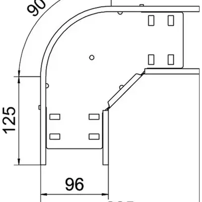 Coude BET RB 90° 60×100mm acier zingué en continu 