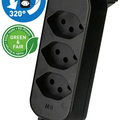 Spina multipla MAX HAURI ADAPT SPLIT 10A 3+1×T13 nero 