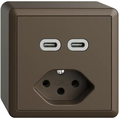 Prise AP USB 2×type C + type 13 Feller EDIZIOdue FX54 230V 3000mA coffee 