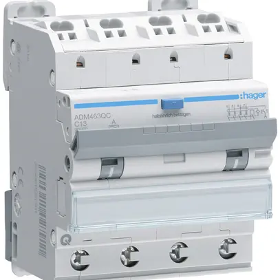 Disgiuntore differenziale Hager RCBO QC 4P 400V car.C 13A 0.03A tipo A 6kA 4UM 