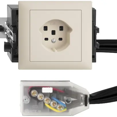 EB-Steckdose EDIZIOdue T25 crema 49…69mm für Flachkabel Technofil 