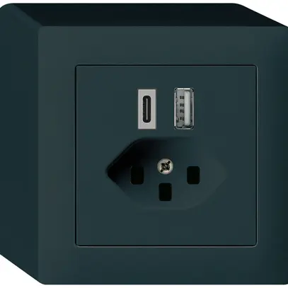 Prise de charge USB AP kallysto 18W PD 1×type A 1×type C T23 noir 