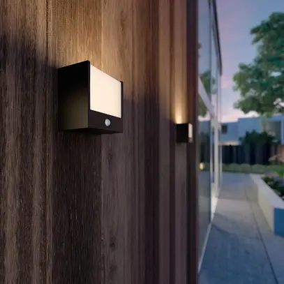 Applique LED MACAW PIR 3.5W, 2700K, 320lm, IP44, nero 