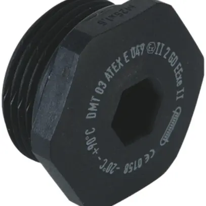 Bouchon de fermeture Ex AGRO 6 pans PA M63 ATEX E 049 noir 