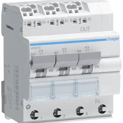 Disgiuntore Hager MCB quickconnect 3P 3 230V tipo B 13A Icn 6kA 4UM 