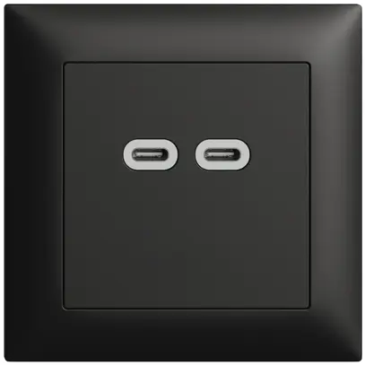 Prise ENC USB 18W 2×type C Feller EDIZIOdue FMI 230V 3600mA noir 