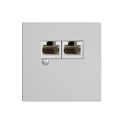 Boîte 2×RJ45/s 8P par. EDIZIOdue gris clair, R&M swissline 