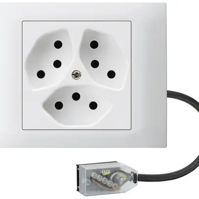 Presa INS kallysto 3×T13 L2 bianco per cavo piatto Technofil 