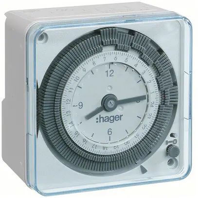 Interrupteur horaire AP Hager analogique hebdomadaire 1 canal 1 inverseur 16A 