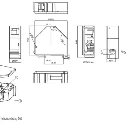 Adattatore per guida DIN H-LINE I per 1 modulo Keystone schermato, 22mm 