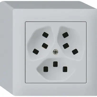 AP-Steckdose Hager kallysto 3×T23 Q lichtgrau 