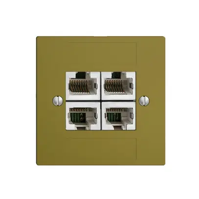 Prise ENC 4×RJ45/s 4P sép.EDIZIOdue olive ITplus 